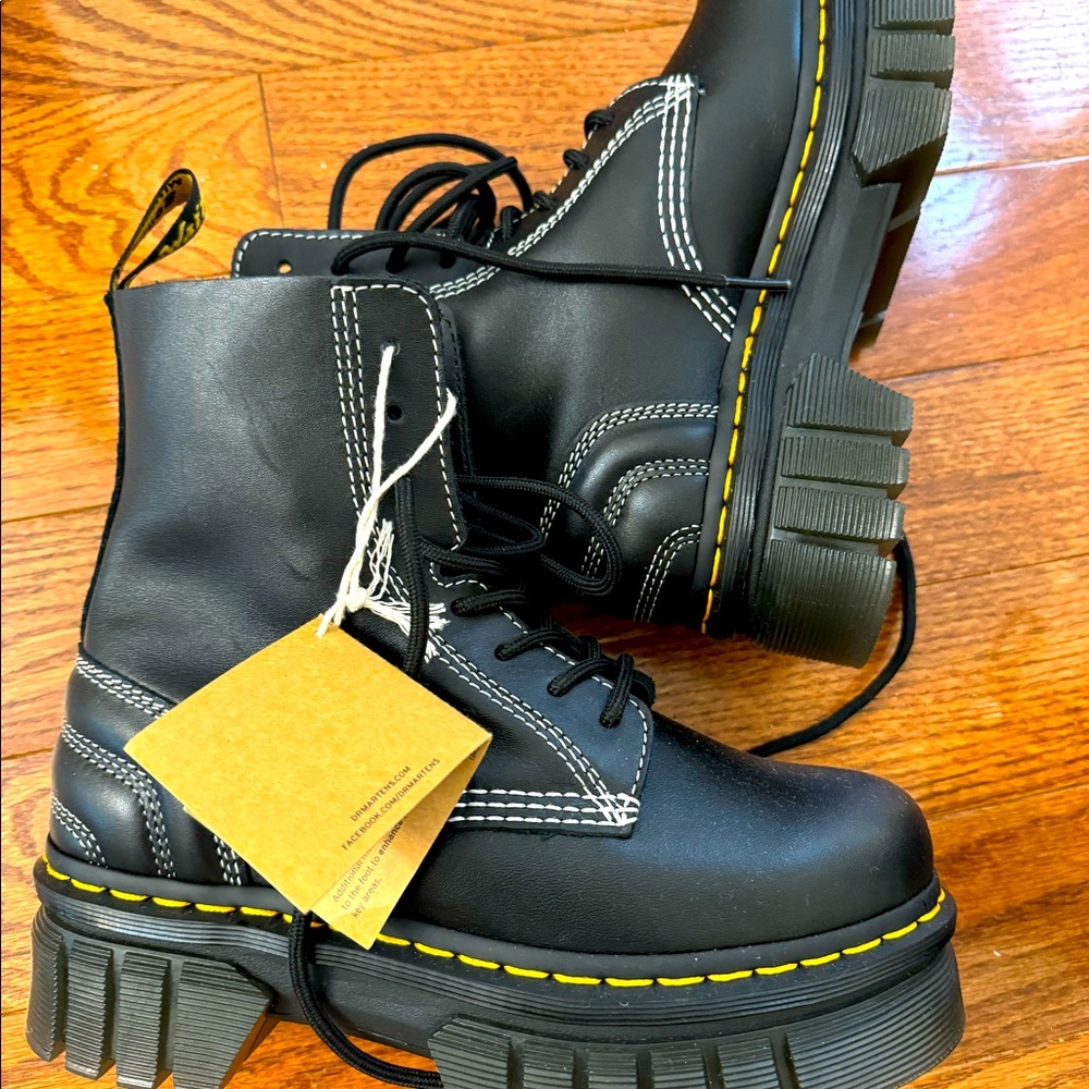 Brand new Dr. Martens Audrick black leather quilted boots